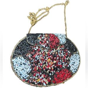 Women's Exquisite Embellished Multicolor Stone Clutch Purse